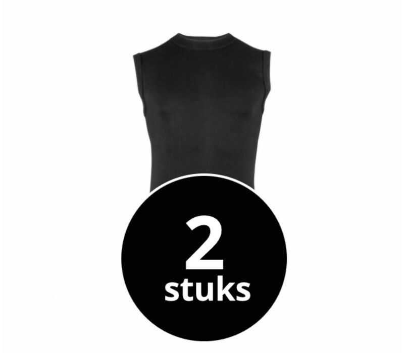 heren mouwloos comfort feeling hemd zwart 2-Pack