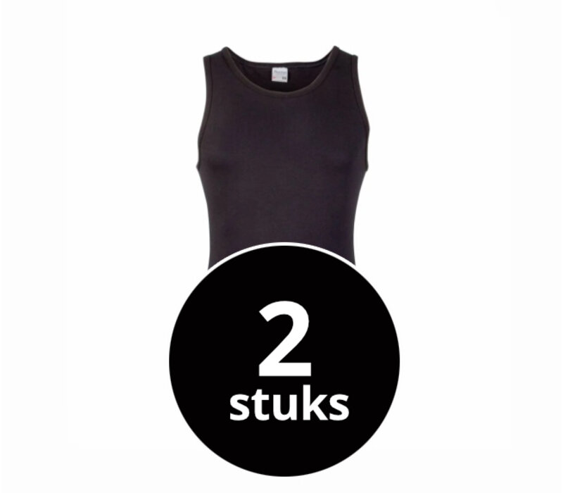 heren singlet comfort feeling zwart 2-Pack