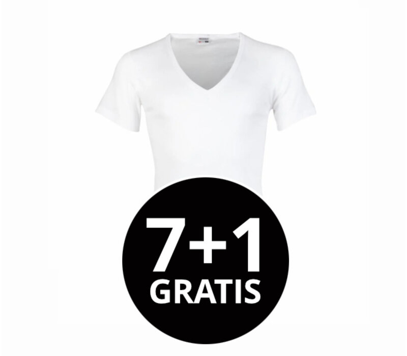 Beeren Heren T-Shirt Diepe V-Hals M3000 Wit voordeelpack
