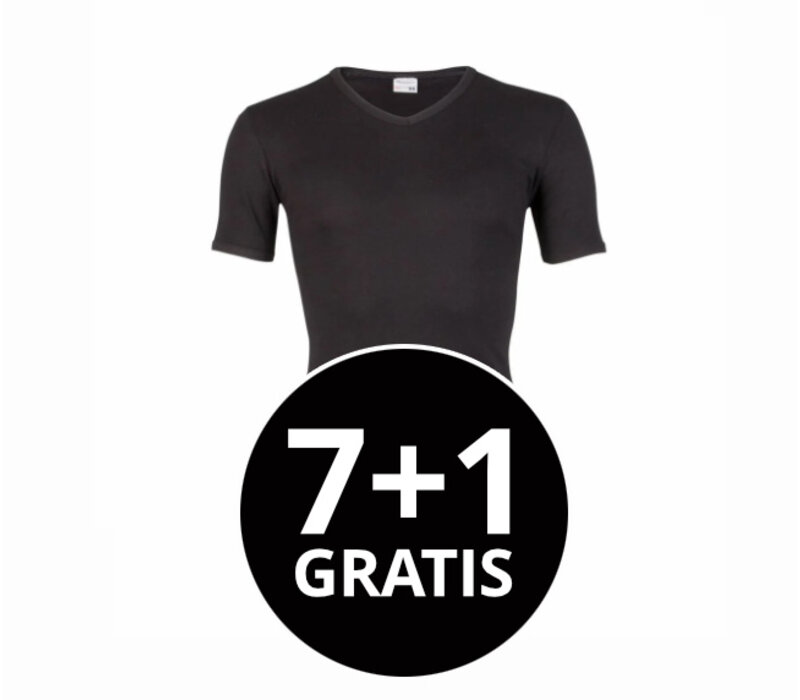 Beeren Heren T-Shirt V-Hals M3000 Zwart voordeelpack