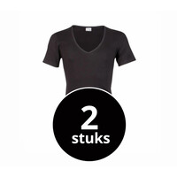 heren T-shirt diepe V-Hals M3000 zwart  2-Pack