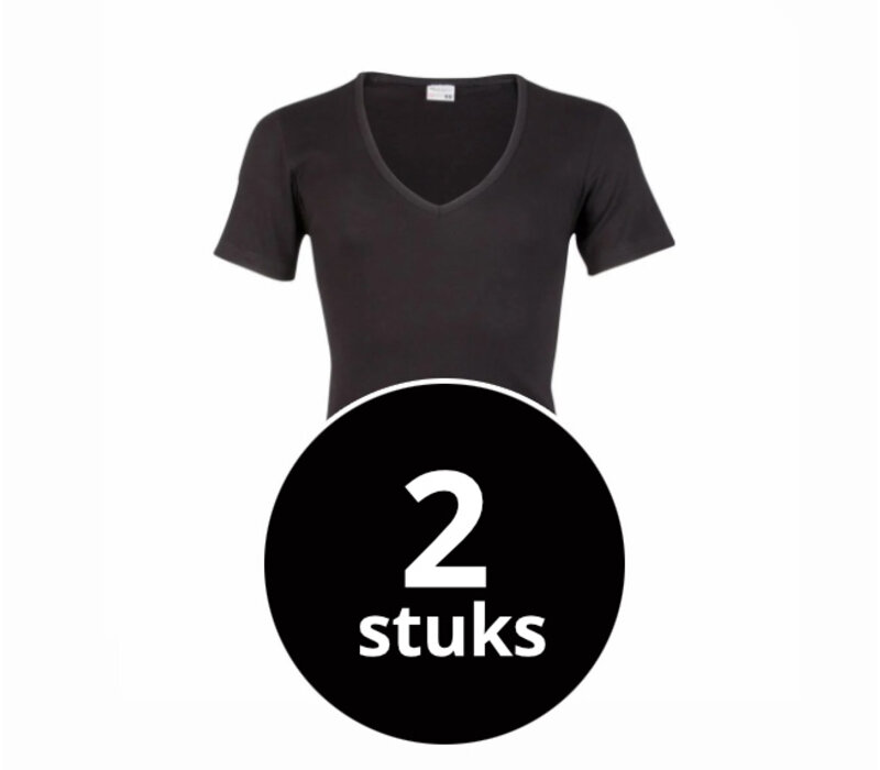 heren T-shirt diepe V-Hals M3000 zwart  2-Pack