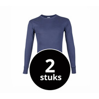 heren T-shirt lange mouw M3000 donkerblauw 2-Pack