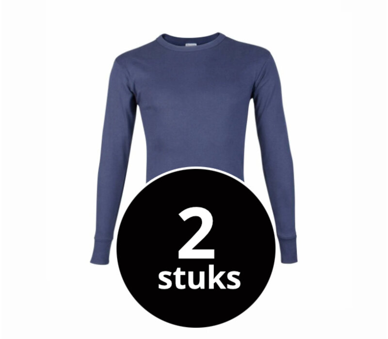 heren T-shirt lange mouw M3000 donkerblauw 2-Pack