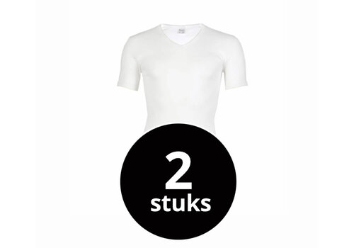 Beeren Heren V-Hals T-Shirt Extra Lang M3000 Wit 2-Pack