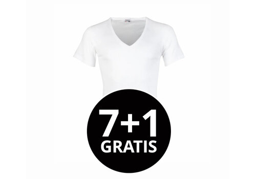 Beeren Heren Diepe V-Hals T-Shirt Extra Lang M3000 Wit voordeelpack