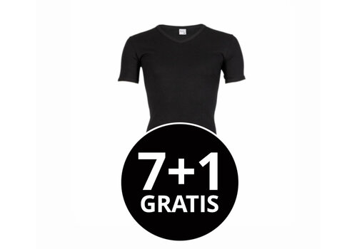 Beeren Heren V-Hals T-Shirt Extra Lang M3000 Zwart voordeelpack