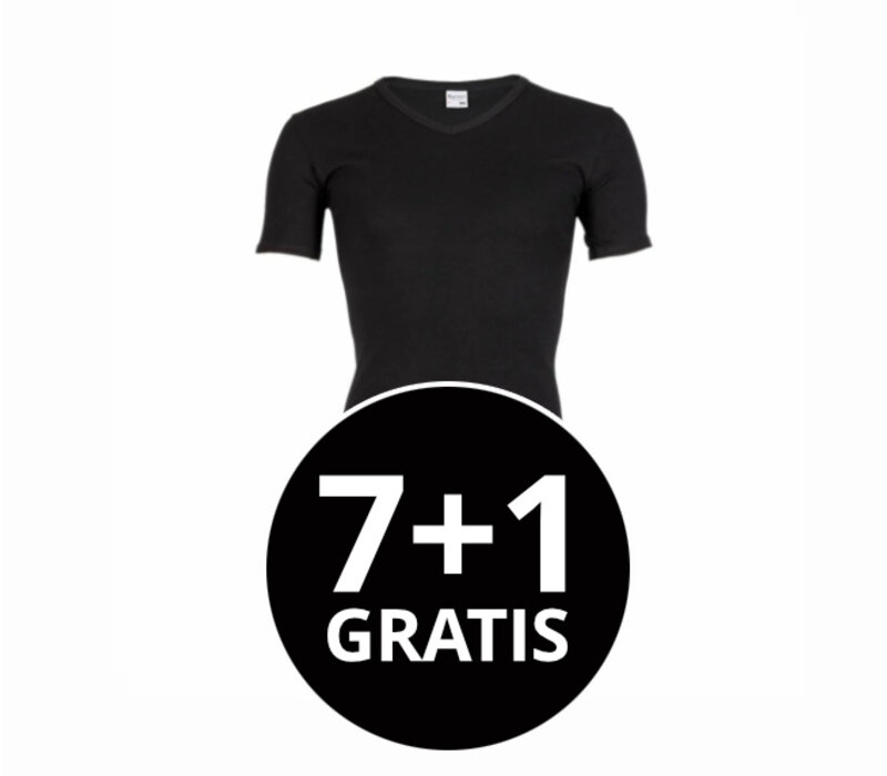 Beeren Heren V-Hals T-Shirt Extra Lang M3000 Zwart voordeelpack