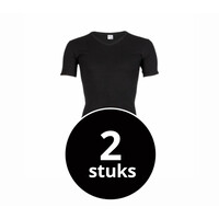 heren V-hals T-shirt extra lang M3000 zwart 2-Pack