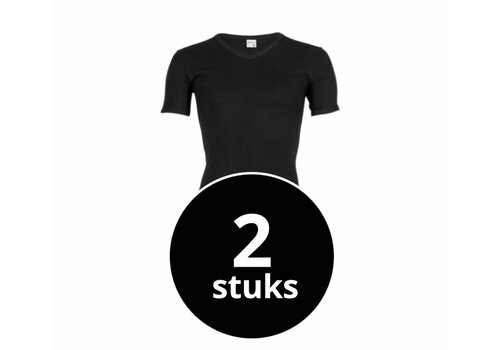 Beeren Heren V-Hals T-Shirt Extra Lang M3000 Zwart 2-Pack