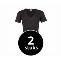 heren diepe V-hals T-shirt extra lang M3000 zwart 2-Pack