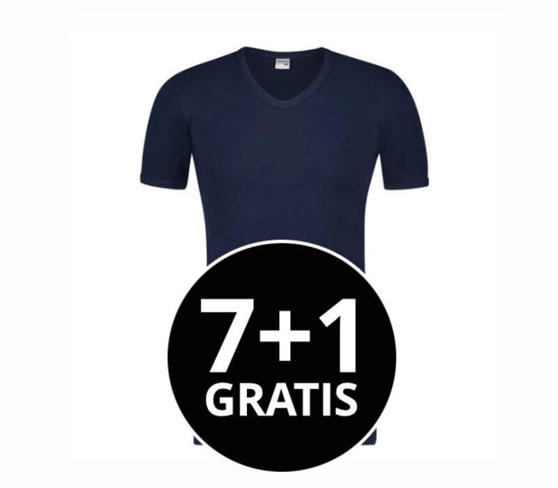 Beeren Heren V-Hals T-Shirt Extra Lang M3000 marine voordeelpack