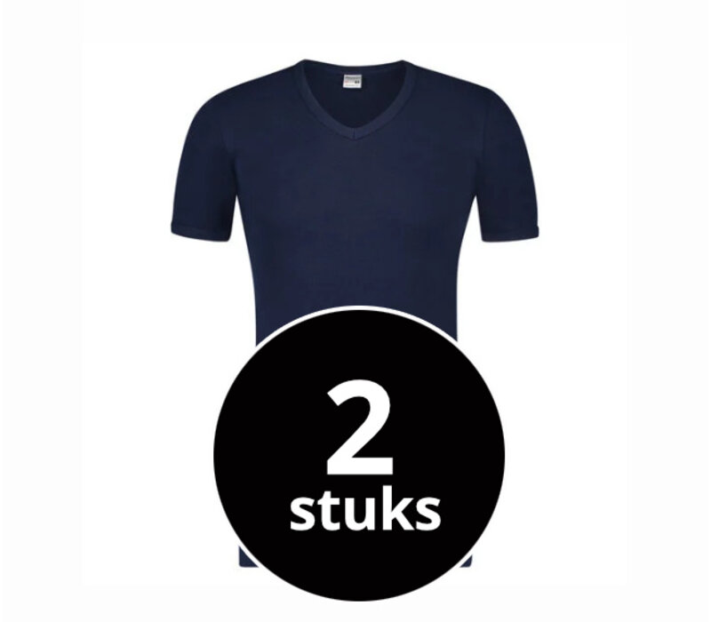 Beeren Heren V-Hals T-Shirt Extra Lang M3000 marine 2-Pack
