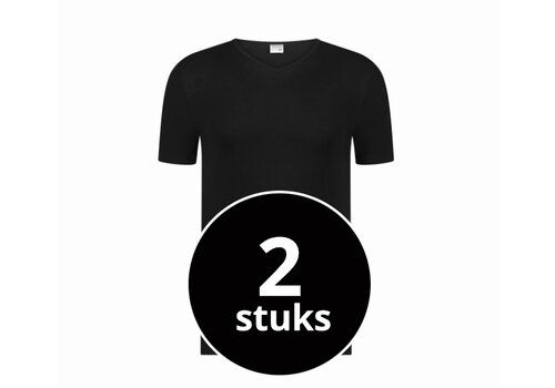 Beeren Heren T-Shirt Extra Lang Green Comfort V-Hals Zwart 2-Pack