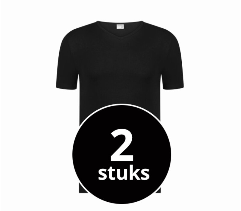 Beeren Heren T-Shirt Extra Lang Green Comfort V-Hals Zwart 2-Pack