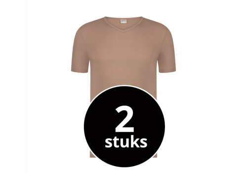 Beeren Heren T-Shirt Extra Lang Green Comfort V-Hals Huidskleur 2-Pack