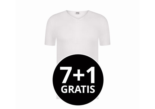 Beeren Heren T-Shirt Extra Lang Green Comfort V-Hals Wit Voordeelpack