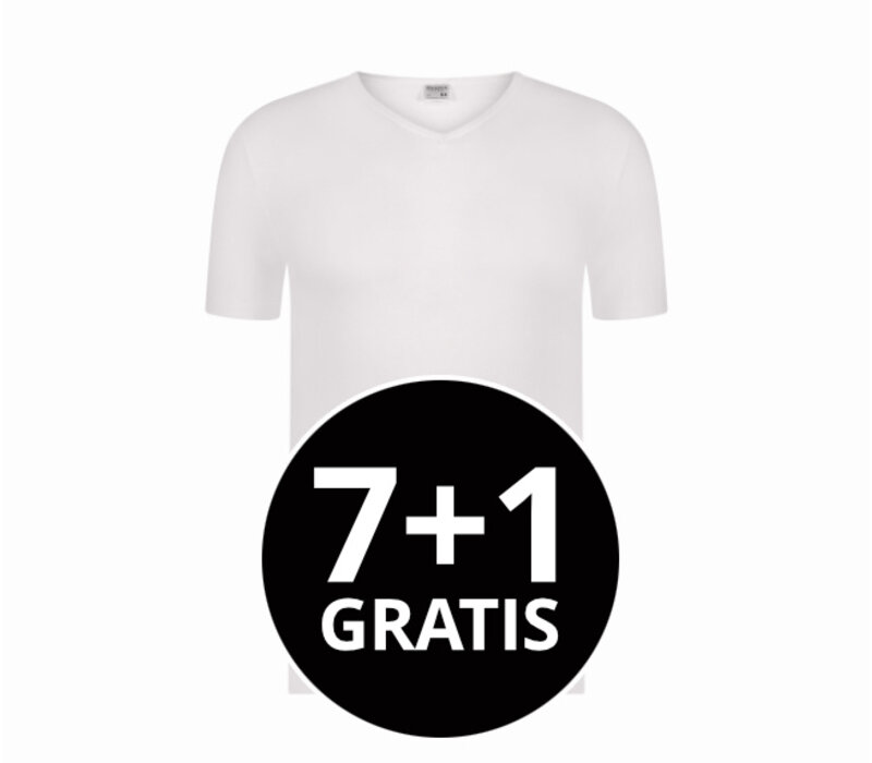 Beeren Heren T-Shirt Extra Lang Green Comfort V-Hals Wit Voordeelpack