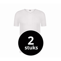 Beeren Heren T-Shirt Extra Lang Green Comfort V-Hals Wit 2-Pack