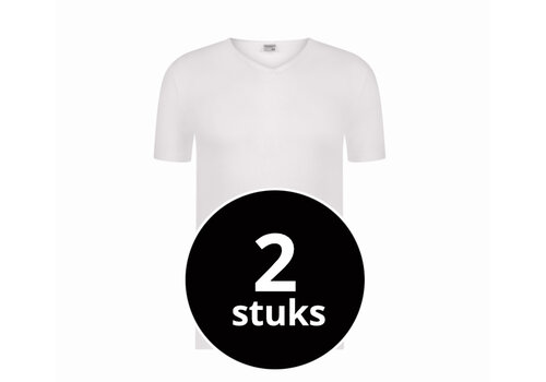 Beeren Heren T-Shirt Extra Lang Green Comfort V-Hals Wit 2-Pack