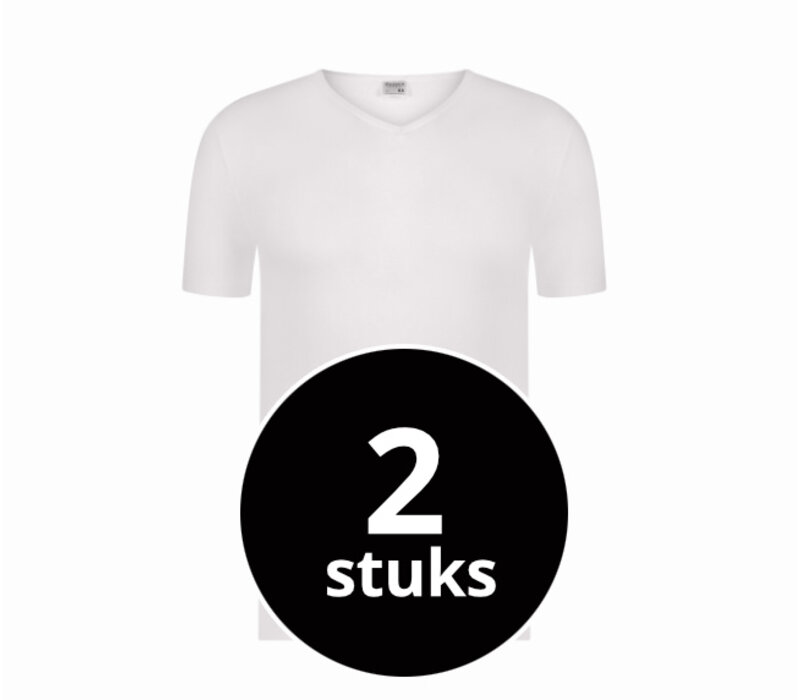 Beeren Heren T-Shirt Extra Lang Green Comfort V-Hals Wit 2-Pack