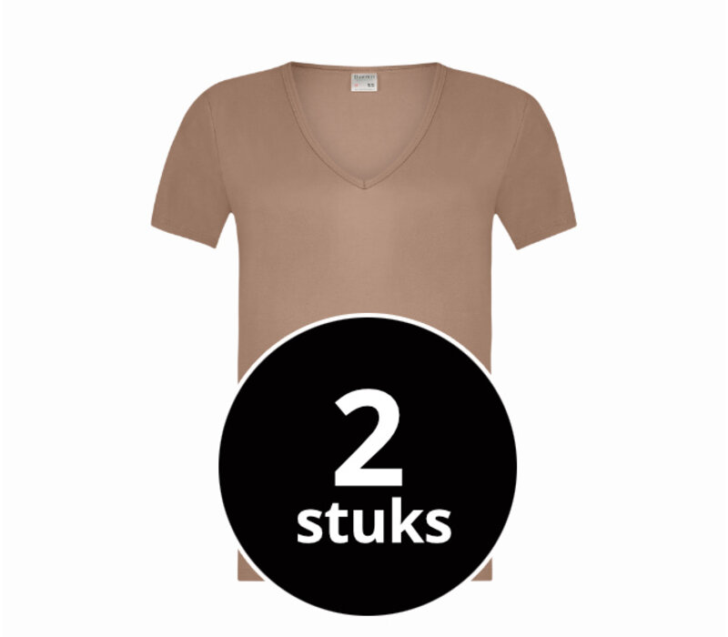 Beeren Heren Diepe V-Hals T-Shirt Extra Lang Green Comfort Huidskleur 2-Pack