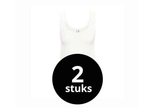 Beeren Dames Comfort Feeling Hemd Wit Met Kant 2-Pack