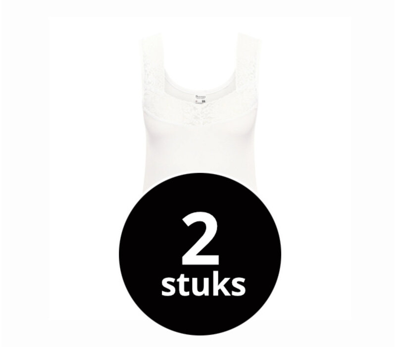 Beeren Dames Comfort Feeling Hemd Wit Met Kant 2-Pack