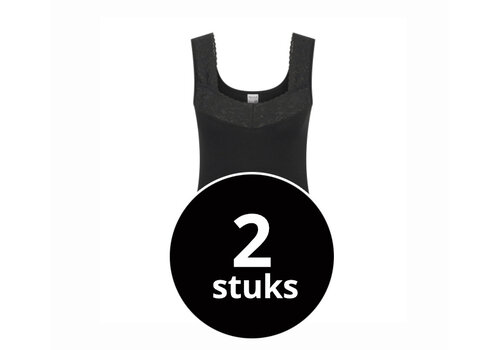 Beeren Dames Comfort Feeling Hemd Zwart Met Kant 2-Pack