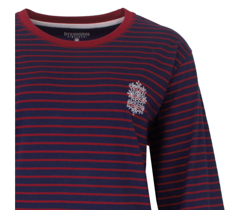 Irresistible Dames Pyjama Streep Blauw Rood