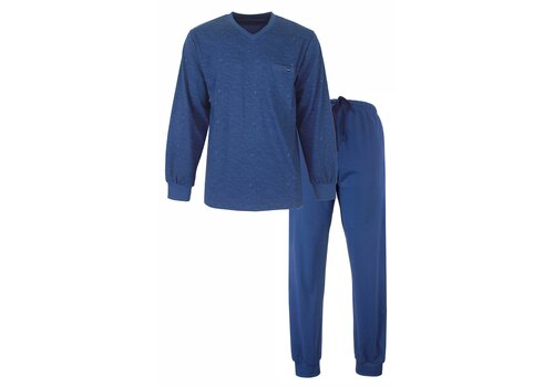 MEQ MEQ Heren Pyjama V-hals Lange Mouw Blauw