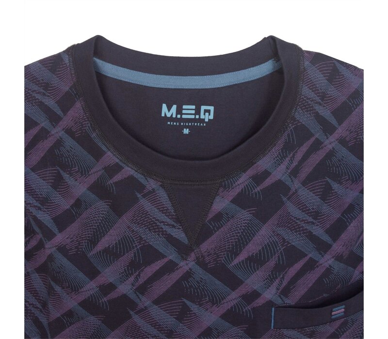 MEQ Heren Pyjama Lange Mouw Blauw