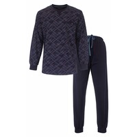MEQ Heren Pyjama Lange Mouw Blauw