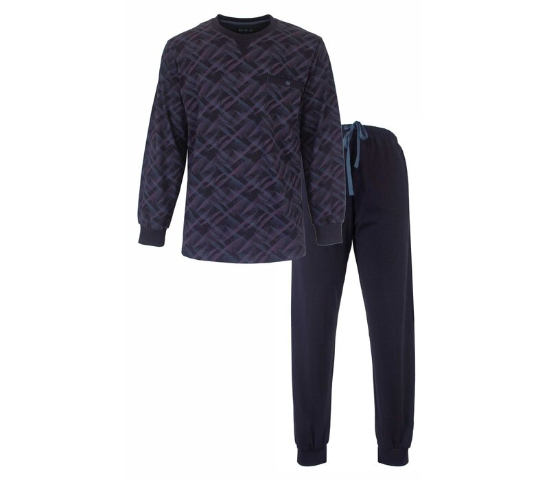 MEQ Heren Pyjama Lange Mouw Blauw