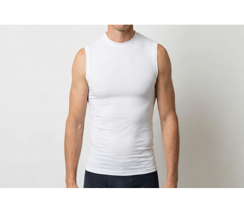 heren extra lang mouwloos shirt wit voordeelpack