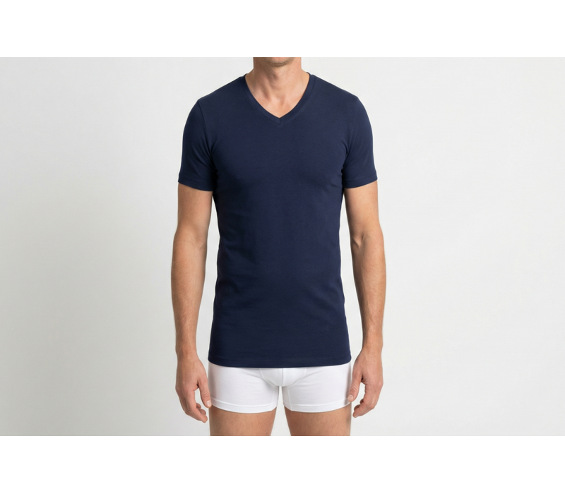 Beeren Heren V-Hals T-Shirt Extra Lang M3000 marine 2-Pack