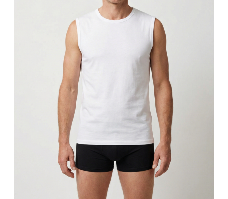 heren mouwloos shirt M3000 wit 2-Pack