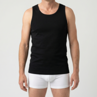 heren singlet comfort feeling zwart 2-Pack