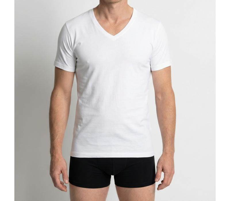 Beeren Heren T-Shirt Diepe V-Hals M3000 Wit mega voordeelpack