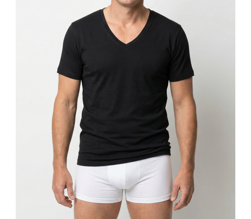 Beeren Heren T-Shirt Diepe V-Hals M3000 Zwart voordeelpack