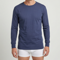 heren T-shirt lange mouw M3000 donkerblauw 2-Pack