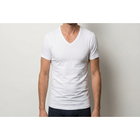 heren diepe V-hals T-shirt extra lang M3000 wit 2-Pack