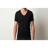 Beeren Heren Diepe V-Hals T-Shirt Extra Lang M3000 Zwart voordeelpack