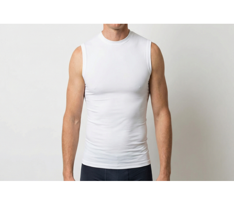 heren extra lang mouwloos shirt wit voordeelpack