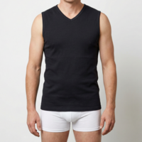 heren hemd V-hals zwart 2-Pack