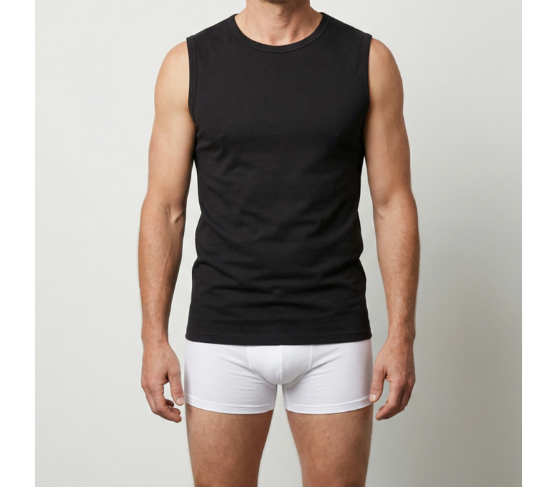 heren mouwloos shirt M3000 zwart 2-Pack
