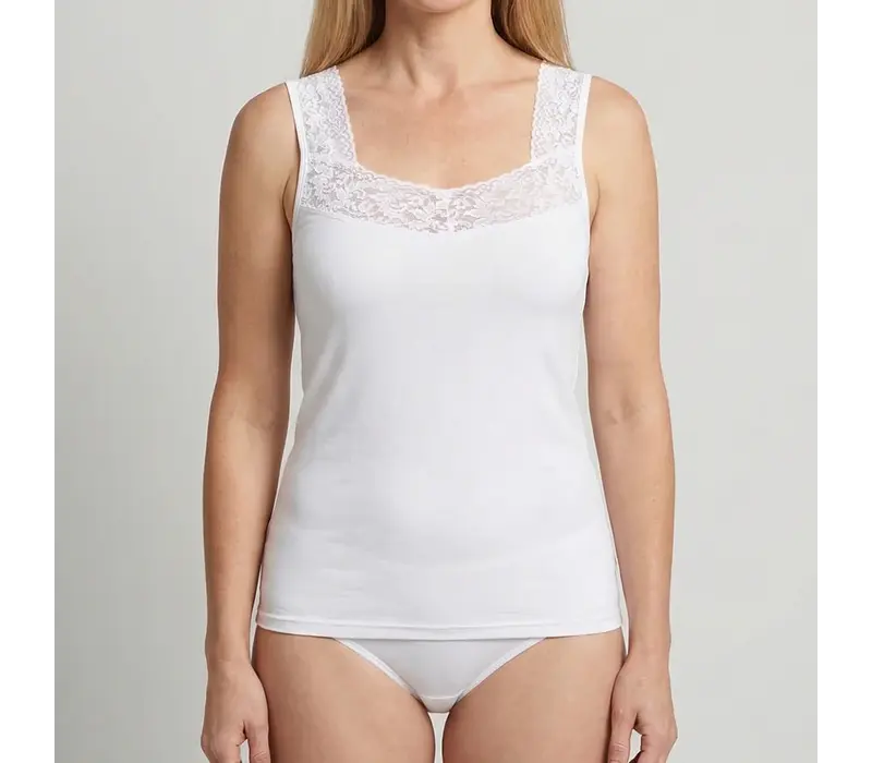 Beeren Dames Comfort Feeling Hemd Wit Met Kant 2-Pack