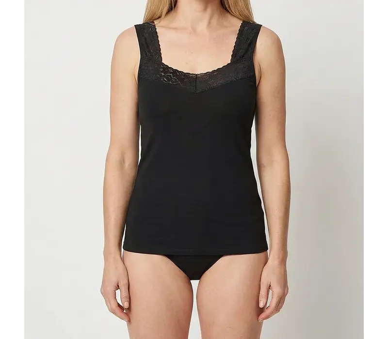 Beeren Dames Comfort Feeling Hemd Zwart Met Kant 2-Pack