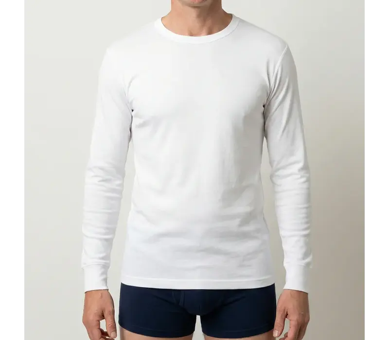 heren T-shirt lange mouw M3000 wit 2-Pack