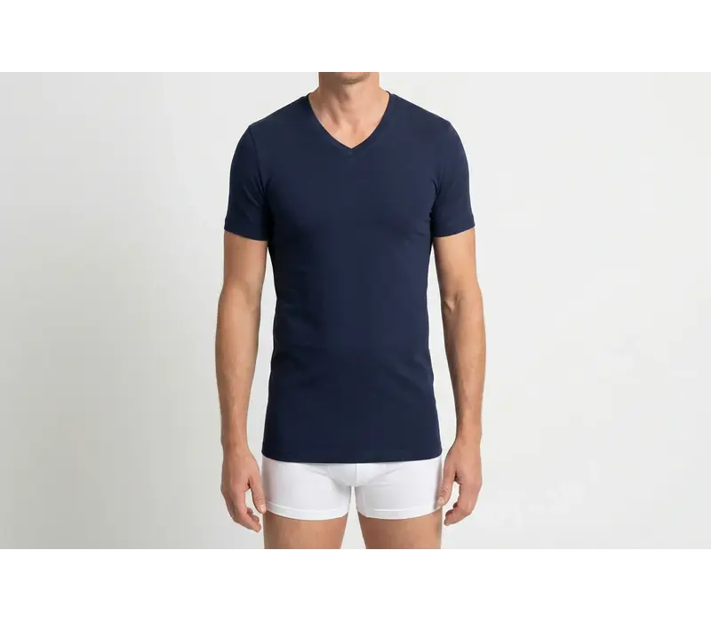 Beeren Heren V-Hals T-Shirt Extra Lang M3000 marine 2-Pack